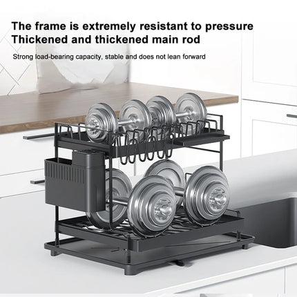 Detachable Dish Drying Rack with Drain Board and Utensil Holder, Large Dish Drying Rack for Kitchen Counter