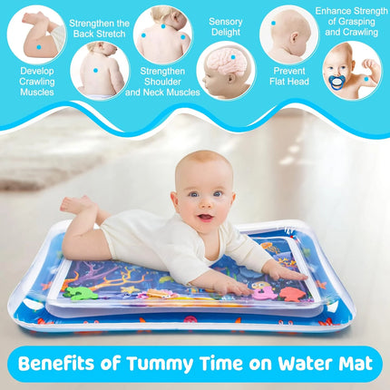 Inflatable Tummy Time Mat Premium Baby Water Play Mat for Infants and Safe skin friendly Toddlers Baby Toys for 3 to 24 Months