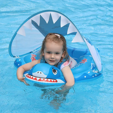 Pvc Inflatable Baby Swimming BOBO Float With Sunshade Canopy Seat Pocket For Toddlers Infant Kids Age 1-3 Pool Beach Arm Floatie