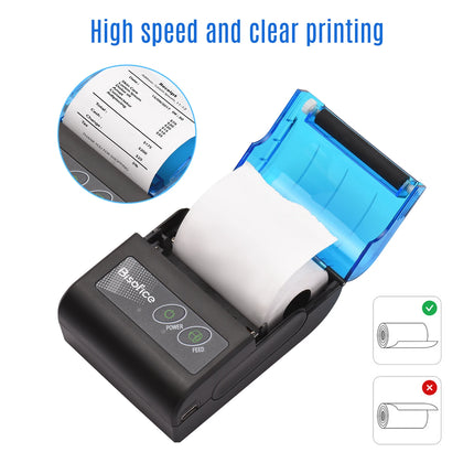 Bisofice Portable Mini Thermal Printer 2 inch Wireless USB Receipt Bill Ticket Printer with 58mm Print Paper for Restaurant