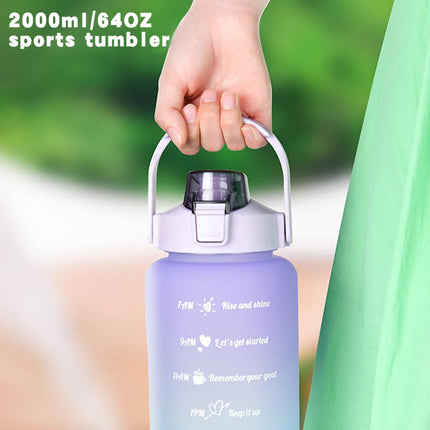 Water Bottle 2L 64oz with Handle Large Capacity Sports Water Cup with Straw Outdoor Home Fashion