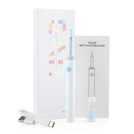Rechargeable Ear Cleaner High Precision Ear Wax Removal Tool with Camera 6pcs LED Light Wireless Otoscope Smart Ear Cleaning Kit