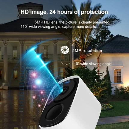 Solar camera security 5MP Battery Camera With 3W Full Color Night Vision Outdoor wifi surveillance camera security protection