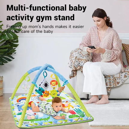Educational Baby Play Gym Play Mat 0-12 Months Tummy Time Round Play Crawling Mat Kids Activity Gym Mat Kids Sensory Toys Gifts