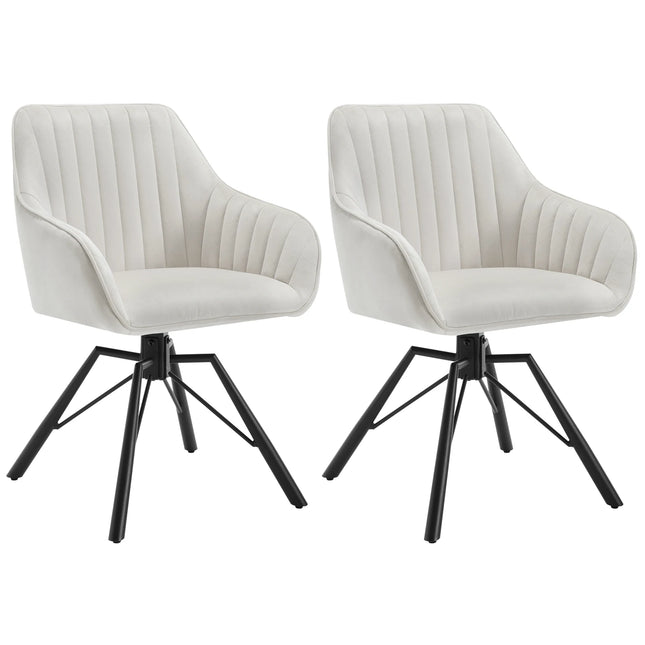 2PCS/SET Swivel Dining Chairs Velvet Living Room Ergonomic Leisure Chair Upholstered Lounge Kitchen Chair with Armrests