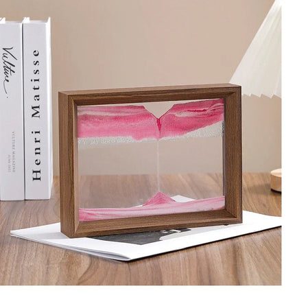 Wooden Frame Sandscape Moving Sand Art Picture 3D Quicksand Liquid Hourglass Craft Flowing Sand Painting Office Home Decor Gifts