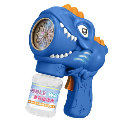 Dinosaur Bubble Gun Electric Glow 10 Hole Automatic Soap Bubble Machine for Children Portable Outdoor Party Toys Children's Gift