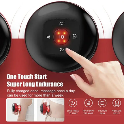 Electric Cupping Device Smart Heating Body Scraping Skin Guasha Massager Physical Fatigue Relief Suction Cup Vacuum Instrument