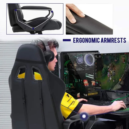 High-Back Gaming Chair PC Office Chairs Computer Racing Chair PU Desk Task Chairs Ergonomic Executive Swivel Rolling