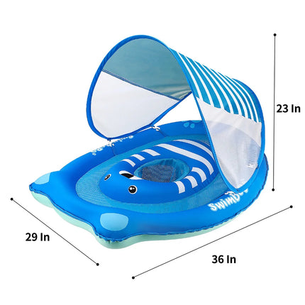 Swimbobo Inflatable Blue Bear Baby Swimming Rings Factory Price Product For Summer Kids Seat float Child Swim ring With Canopy