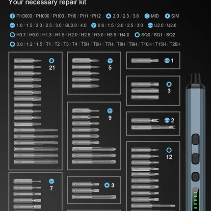 68-in-1 Precision Electric Screwdriver Set with 64 Magnetic Bits 5 Torque Adjustable Mini Power Tool for IPhone Watch Camera PC
