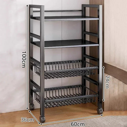 Vegetable Basket Trolley Kitchen Multifunctional Storage Rack Fruit Microwave Oven Kitchen Organizer Shelf Movable Rolling Cart