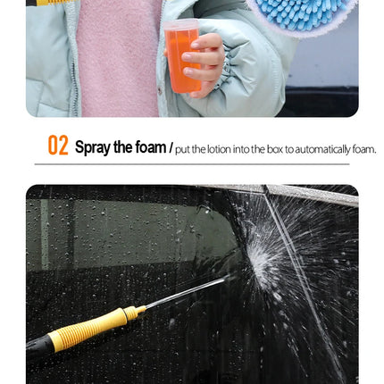 Car Rotary Wash Brush Kit 360 Degree Automatic Rotating Adjustable Dip Wash Brush High Pressure Washer for Vehicle Cleaning
