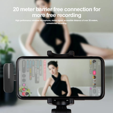 Wireless Lavalier Microphone Dynamic Microphone Audio Video Recording Mini Mic for iOS Android Live Broadcast Gaming Phone Mic