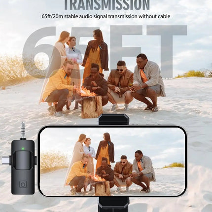 3 in 1 Wireless Microphone for iPhone Android Wireless Lavalier Microphone Noise Canceling Lapel Mic for Interview Video Podcast
