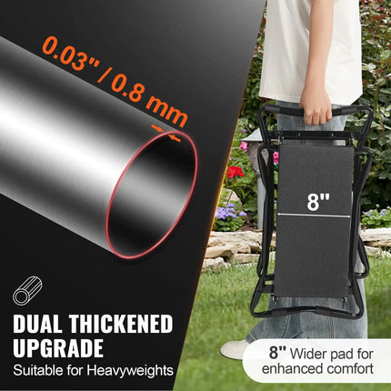 Garden Kneeler and Seat, 330 lbs Load Capacity, 8" EVA Wide Pad, Foldable Garden Stool, Kneeling Bench for Gardening