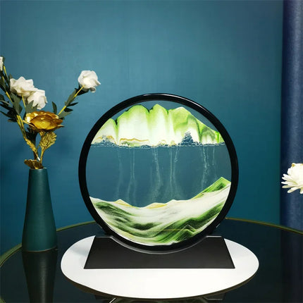 3D Moving Sand Art Picture Round Glass Deep Sea Sandscape Hourglass Quicksand Craft Flowing Sand Painting Office Home Decor Gift