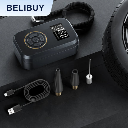 BELIBUY Portable Tire Inflator Rechargeable Electric Inflator For Car Bicycle Digital Air Compressor Football Ball Inflator Pump