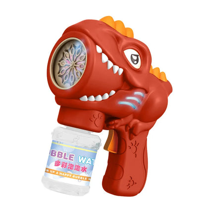 Dinosaur Bubble Gun Electric Glow 10 Hole Automatic Soap Bubble Machine for Children Portable Outdoor Party Toys Children's Gift