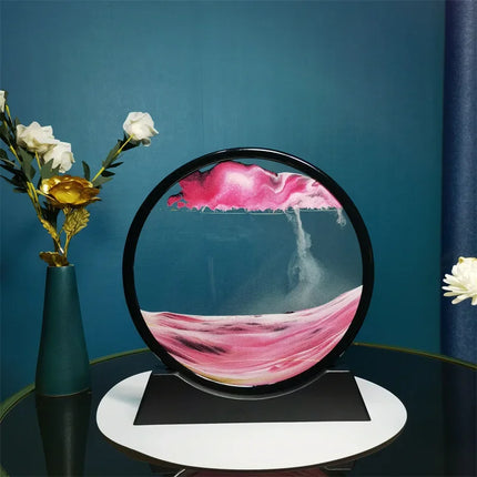 3D Moving Sand Art Picture Round Glass Deep Sea Sandscape Hourglass Quicksand Craft Flowing Sand Painting Office Home Decor Gift
