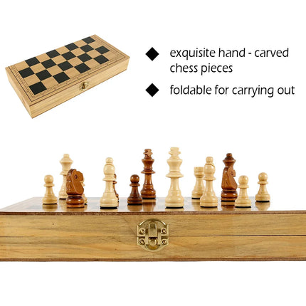 Wooden Chess Set 29x14.5cm Folding Game Board Backgammon Checkers Travel Games for Adult Kids Gift Family Game Chess Board
