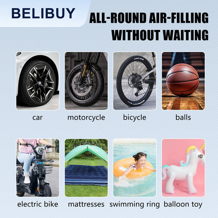 BELIBUY Portable Tire Inflator Rechargeable Electric Inflator For Car Bicycle Digital Air Compressor Football Ball Inflator Pump