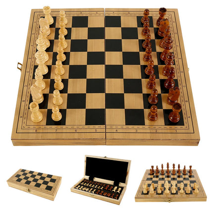 Wooden Chess Set 29x14.5cm Folding Game Board Backgammon Checkers Travel Games for Adult Kids Gift Family Game Chess Board