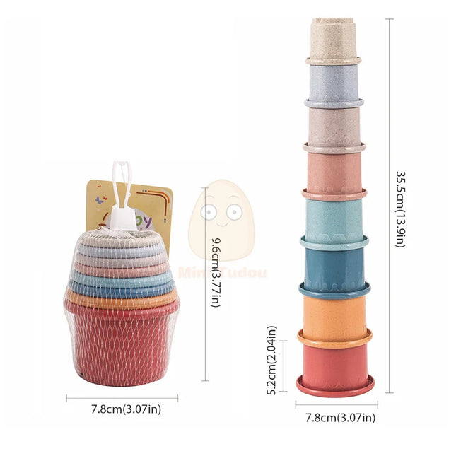 Baby Toys Stacking Cup Cartoon Early Educational Learning Color Number Nesting Sorting Bath Shower Play Water Sand Game For Kids