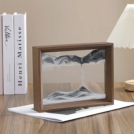 Wooden Frame Sandscape Moving Sand Art Picture 3D Quicksand Liquid Hourglass Craft Flowing Sand Painting Office Home Decor Gifts