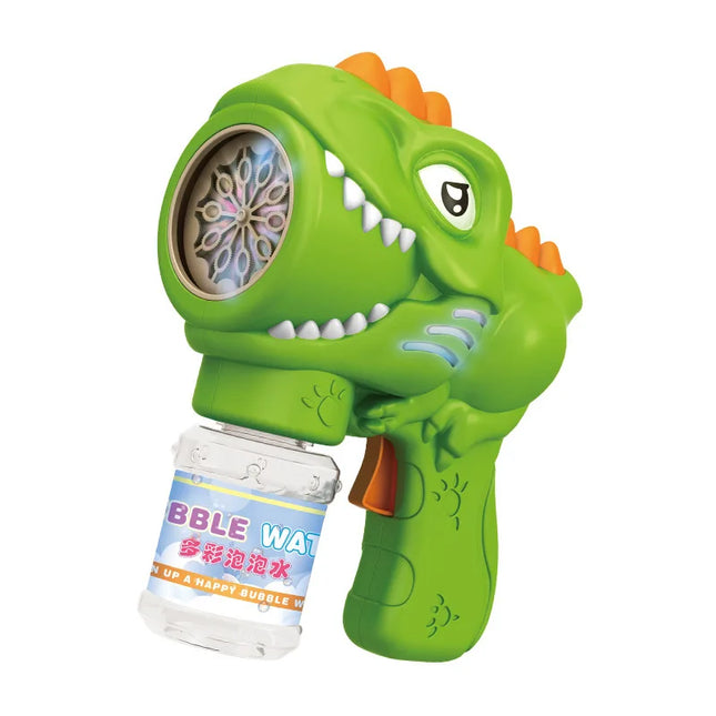 Dinosaur Bubble Gun Electric Glow 10 Hole Automatic Soap Bubble Machine for Children Portable Outdoor Party Toys Children's Gift
