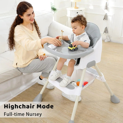 UBRAVOO Baby High Chair 6 Months Plus, 2-in-1  with Footrest, Detachable Double Tray, Easy to Clean Feeding