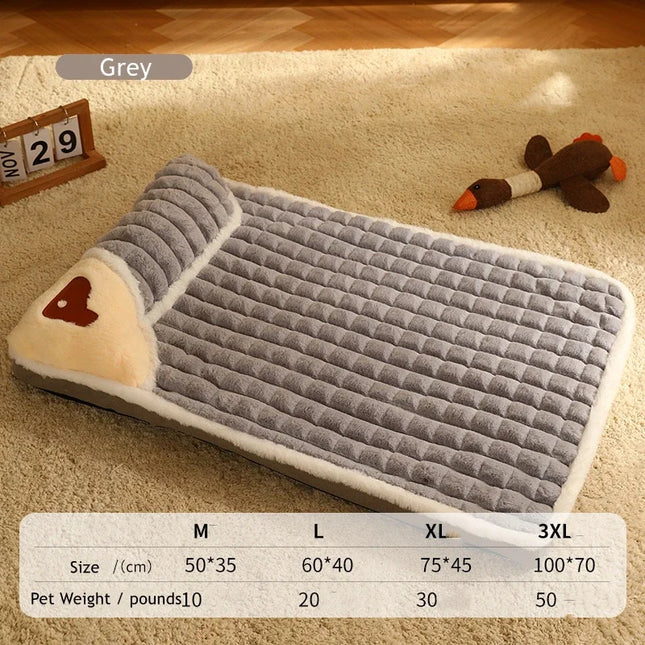 Calming Dog Beds for Small Large Dogs Luxury Dog Mat with Pillow Removable Cover Foam Pet Mat Cushion Sleeping Beds Soft