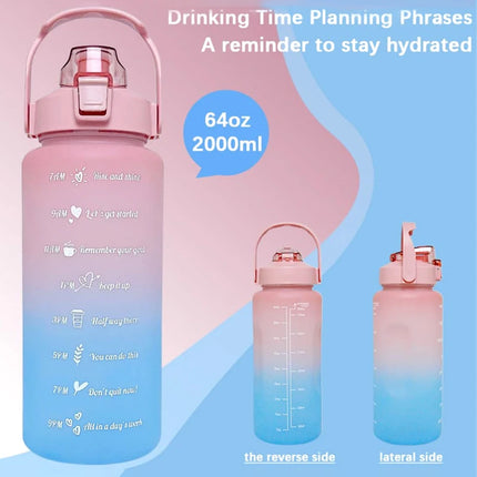 Water Bottle 2L 64oz with Handle Large Capacity Sports Water Cup with Straw Outdoor Home Fashion