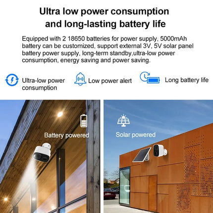 Solar camera security 5MP Battery Camera With 3W Full Color Night Vision Outdoor wifi surveillance camera security protection
