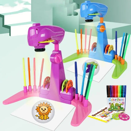 Adjustable Kids Projection Drawing Toy Erasable with 32 Cartoon Patters Smart Sketcher Projector Smart Art Sketcher Projector