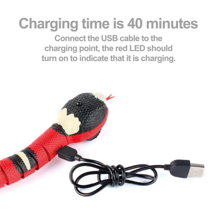 Smart Sensing Snake Toy,Cat Interactive Toys USB Rechargeable Realistic Simulation Electric Snake Toy