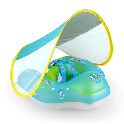 Pvc Inflatable Baby Swimming BOBO Float With Sunshade Canopy Seat Pocket For Toddlers Infant Kids Age 1-3 Pool Beach Arm Floatie