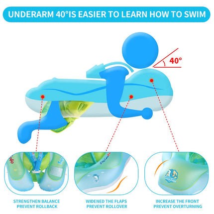 Pvc Inflatable Baby Swimming BOBO Float With Sunshade Canopy Seat Pocket For Toddlers Infant Kids Age 1-3 Pool Beach Arm Floatie