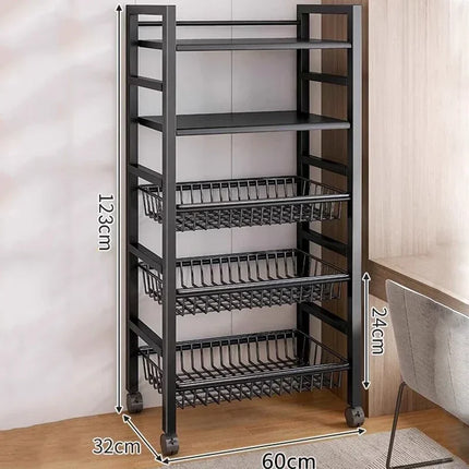 Vegetable Basket Trolley Kitchen Multifunctional Storage Rack Fruit Microwave Oven Kitchen Organizer Shelf Movable Rolling Cart