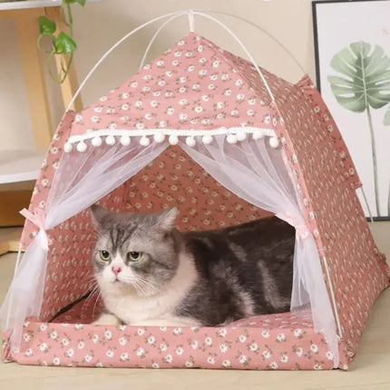 Cat Tent Bed Pet Cat House Closed Cozy Puppy Cage with Floors Pet Dog House Calming Cat Beds Puppy Kennel Tents Pet Supplies