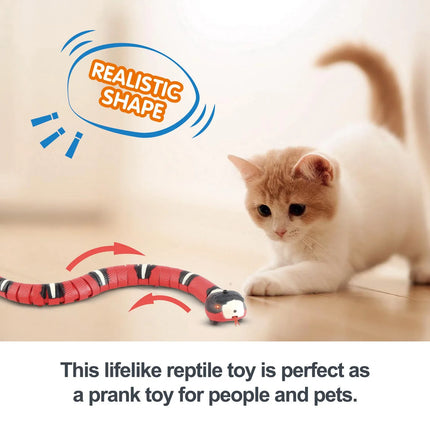 Smart Sensing Snake Toy,Cat Interactive Toys USB Rechargeable Realistic Simulation Electric Snake Toy