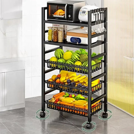 Vegetable Basket Trolley Kitchen Multifunctional Storage Rack Fruit Microwave Oven Kitchen Organizer Shelf Movable Rolling Cart