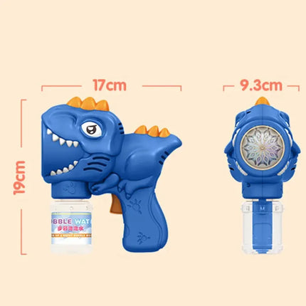Dinosaur Bubble Gun Electric Glow 10 Hole Automatic Soap Bubble Machine for Children Portable Outdoor Party Toys Children's Gift