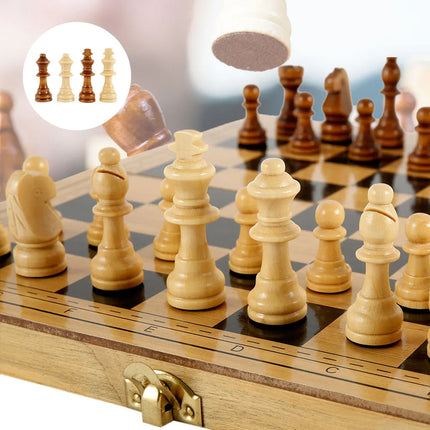 Wooden Chess Set 29x14.5cm Folding Game Board Backgammon Checkers Travel Games for Adult Kids Gift Family Game Chess Board