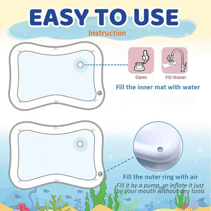 Inflatable Tummy Time Mat Premium Baby Water Play Mat for Infants and Safe skin friendly Toddlers Baby Toys for 3 to 24 Months
