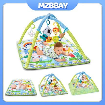 Educational Baby Play Gym Play Mat 0-12 Months Tummy Time Round Play Crawling Mat Kids Activity Gym Mat Kids Sensory Toys Gifts