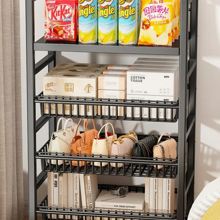 Vegetable Basket Trolley Kitchen Multifunctional Storage Rack Fruit Microwave Oven Kitchen Organizer Shelf Movable Rolling Cart