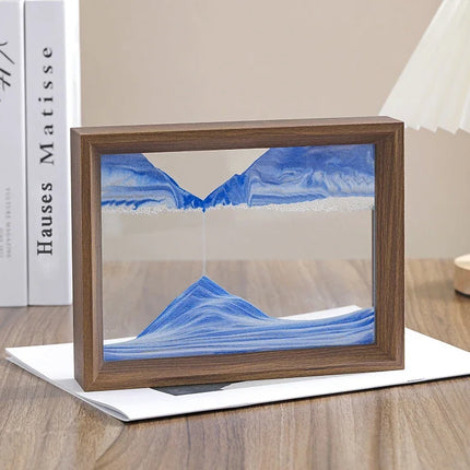 Wooden Frame Sandscape Moving Sand Art Picture 3D Quicksand Liquid Hourglass Craft Flowing Sand Painting Office Home Decor Gifts