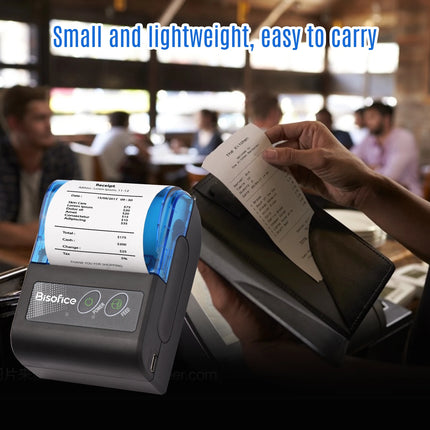 Bisofice Portable Mini Thermal Printer 2 inch Wireless USB Receipt Bill Ticket Printer with 58mm Print Paper for Restaurant