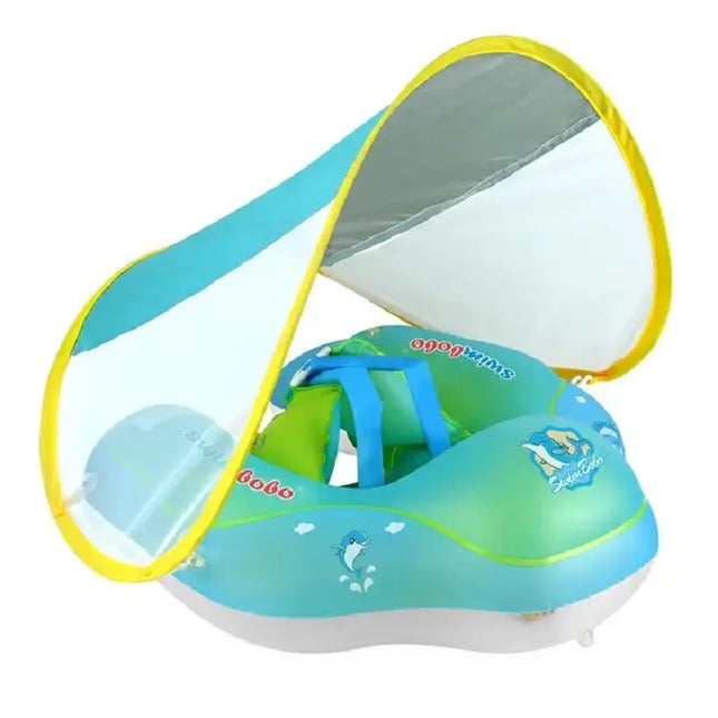 Pvc Inflatable Baby Swimming BOBO Float With Sunshade Canopy Seat Pocket For Toddlers Infant Kids Age 1-3 Pool Beach Arm Floatie